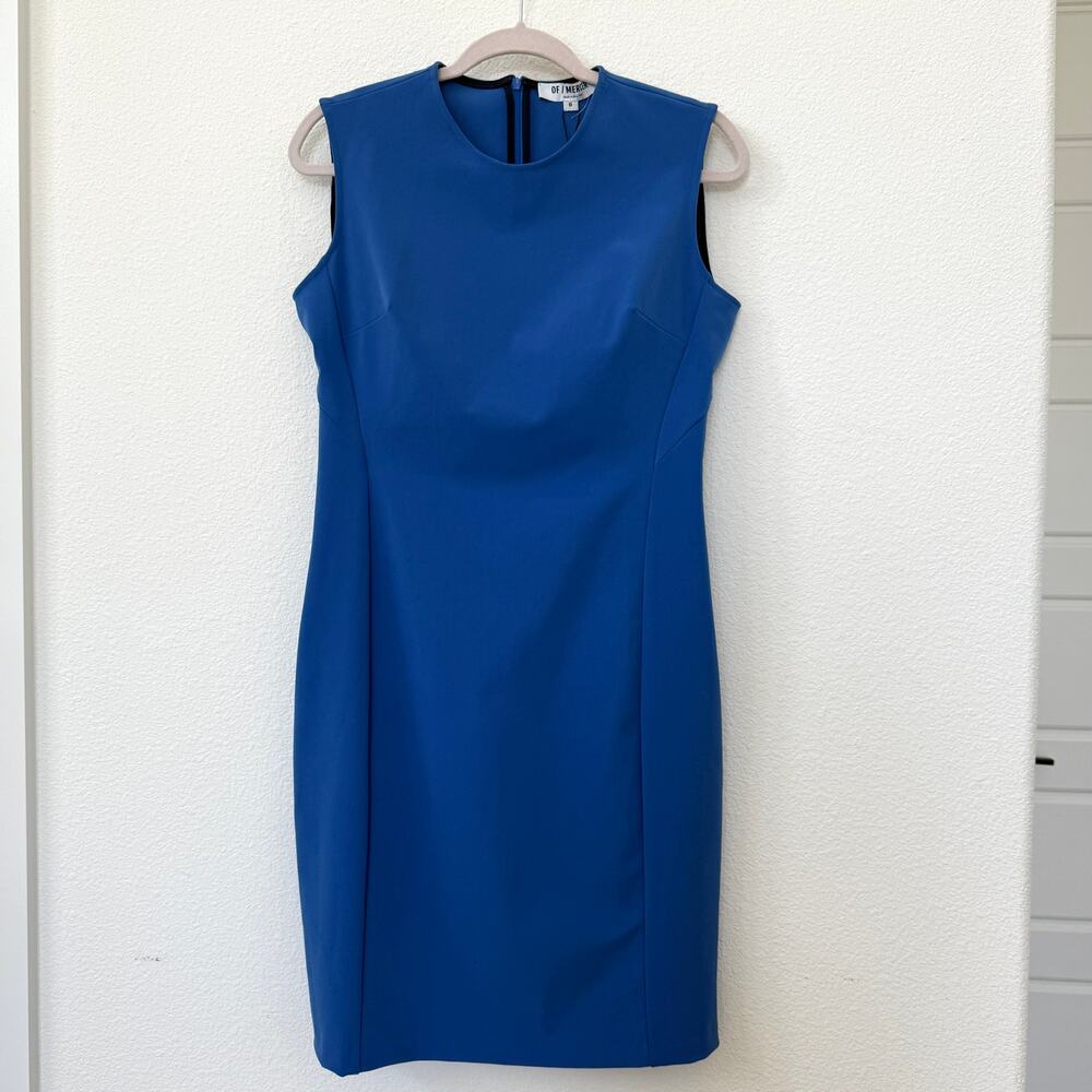 Of Mercer Sheath Dress Blue‎ Size 8 Sleeveless Workwear NWT Minimalist Career